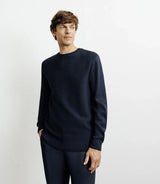 Pull col rond jeux de points marine - IZAC