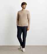 Pull en laine col rond beige - IZAC