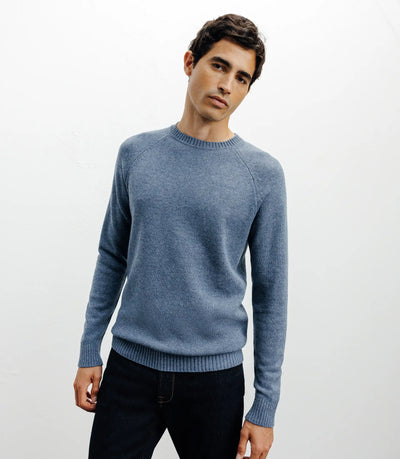 Pull en laine col rond indigo - IZAC