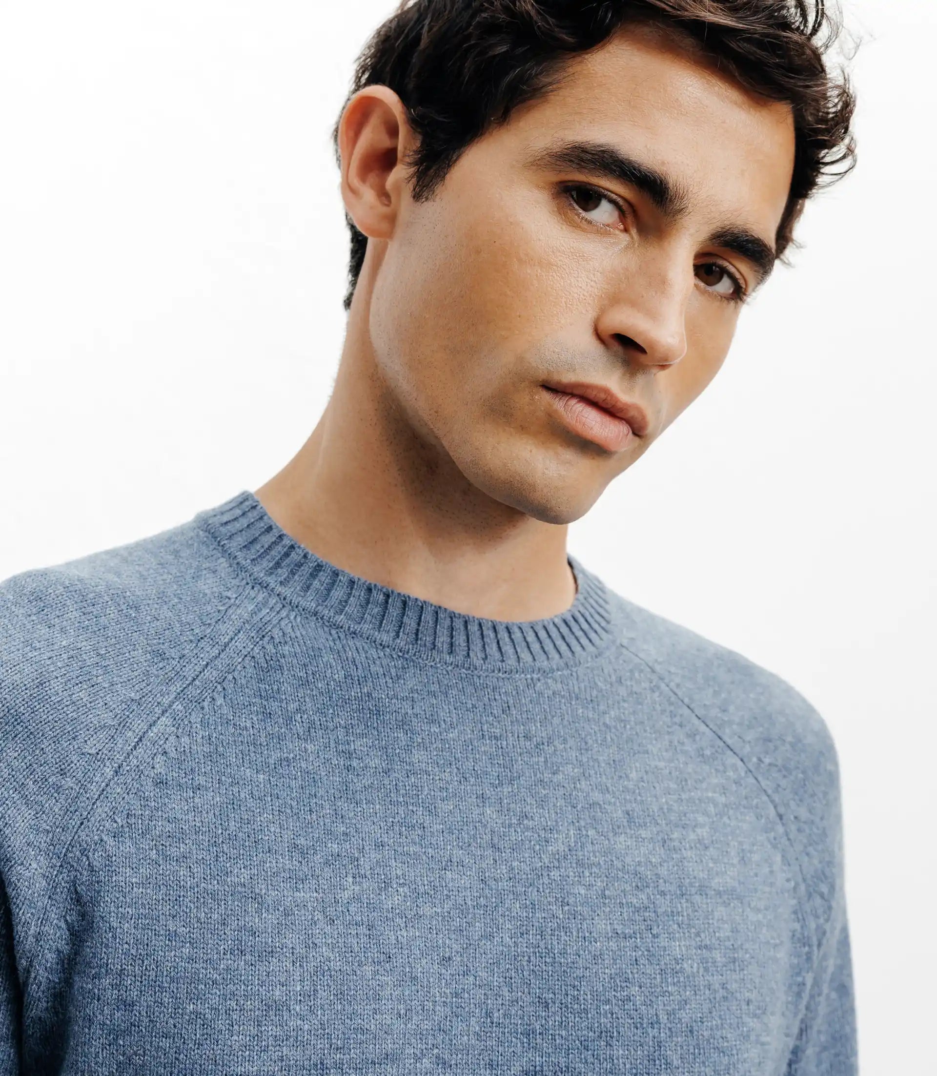 Pull en laine col rond indigo - IZAC