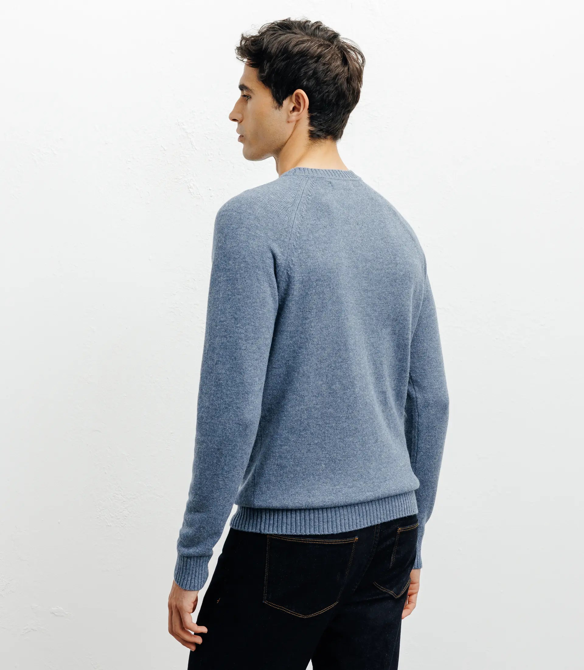 Pull en laine col rond indigo - IZAC