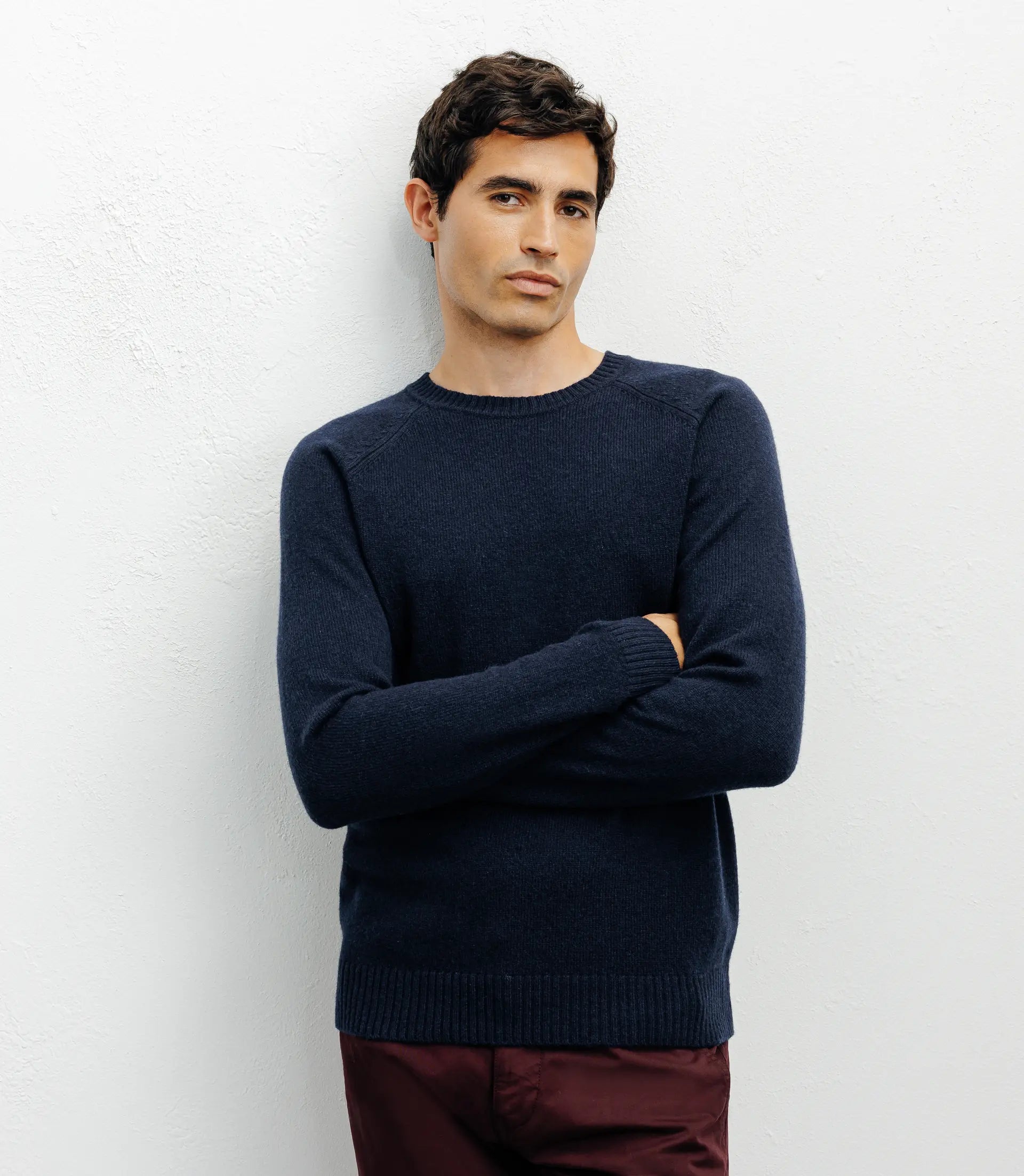 Pull en laine col rond marine - IZAC