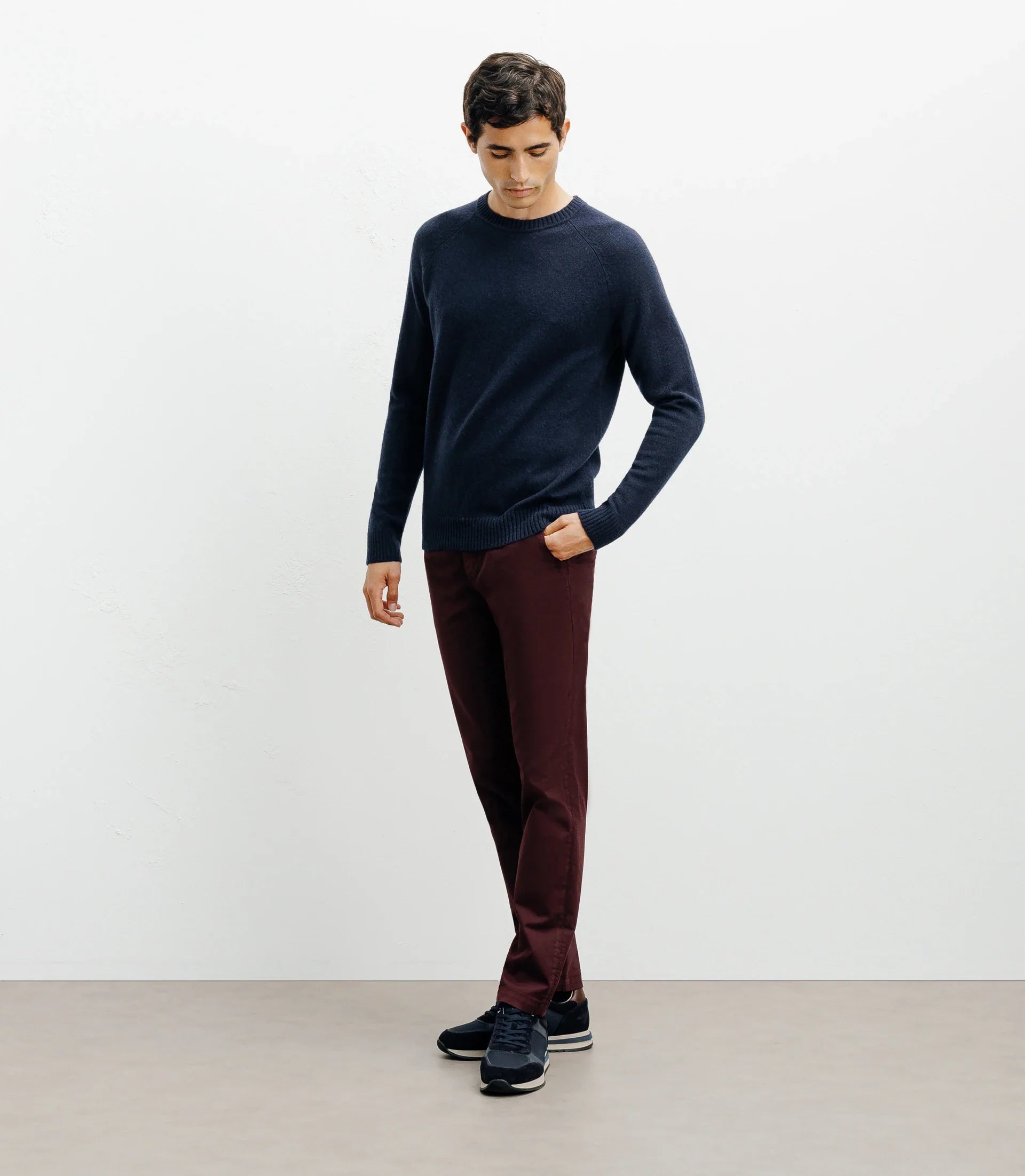 Pull en laine col rond marine - IZAC