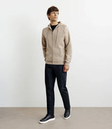 Hoodie zippé à capuche en maille beige - IZAC