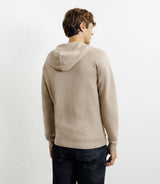 Hoodie zippé à capuche en maille beige - IZAC