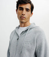 Hoodie zippé à capuche en maille gris chine - IZAC