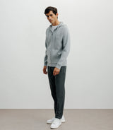 Hoodie zippé à capuche en maille gris chine - IZAC