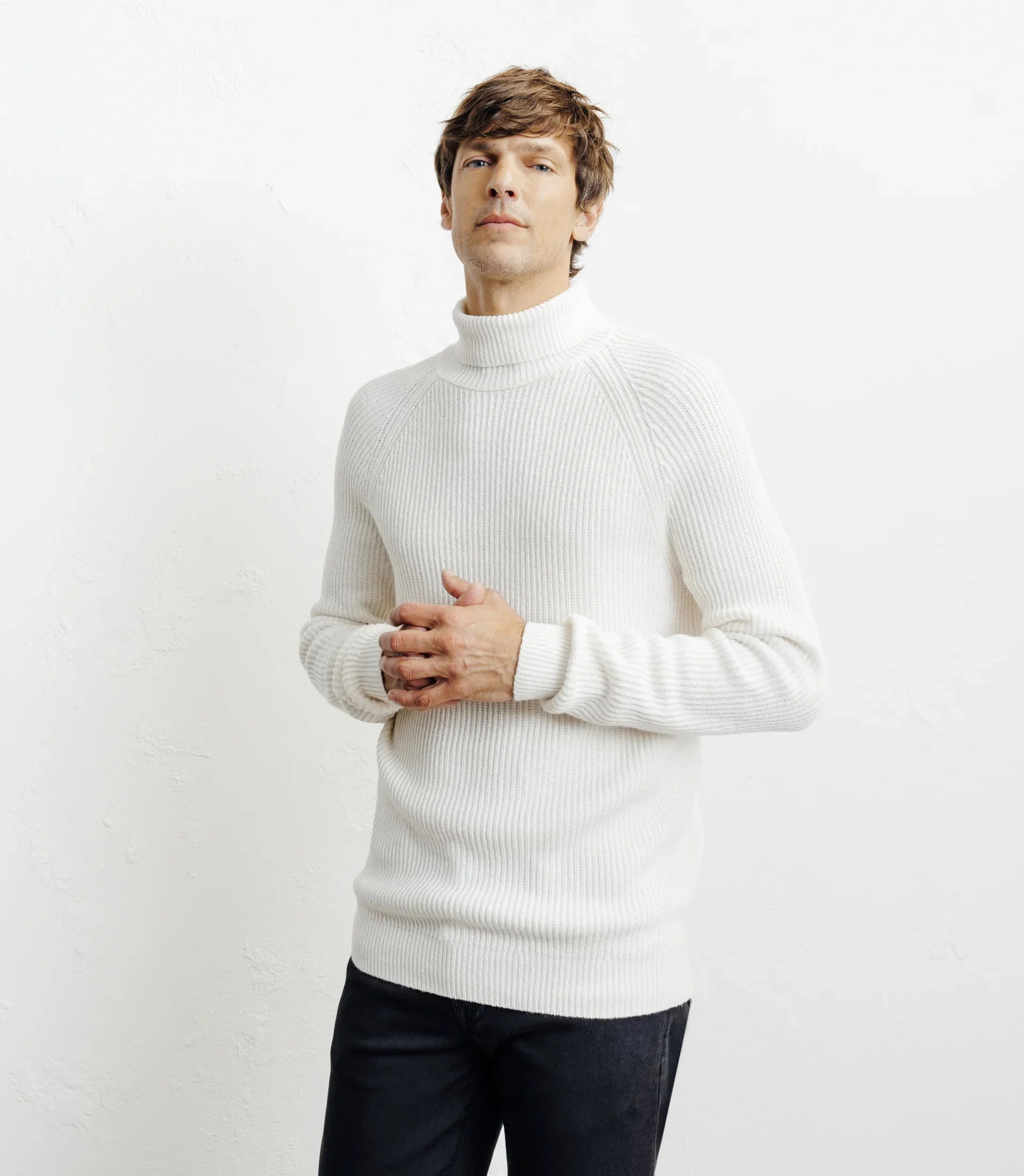 Pull col roulé uni écru - IZAC