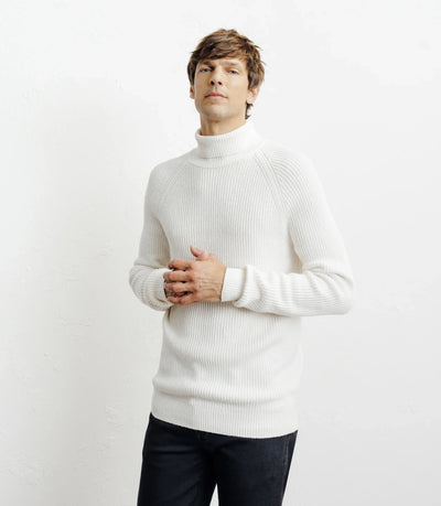 Pull col roulé uni écru - IZAC
