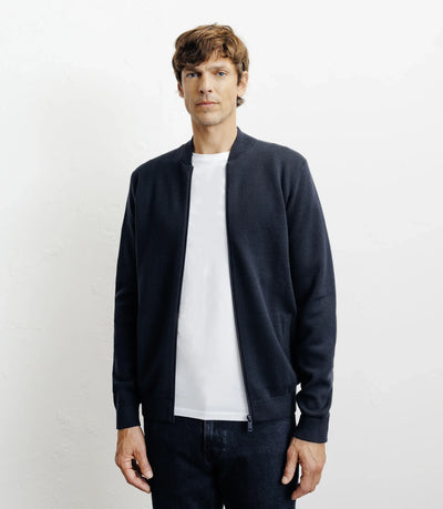 Cardigan zippé col teddy marine - IZAC