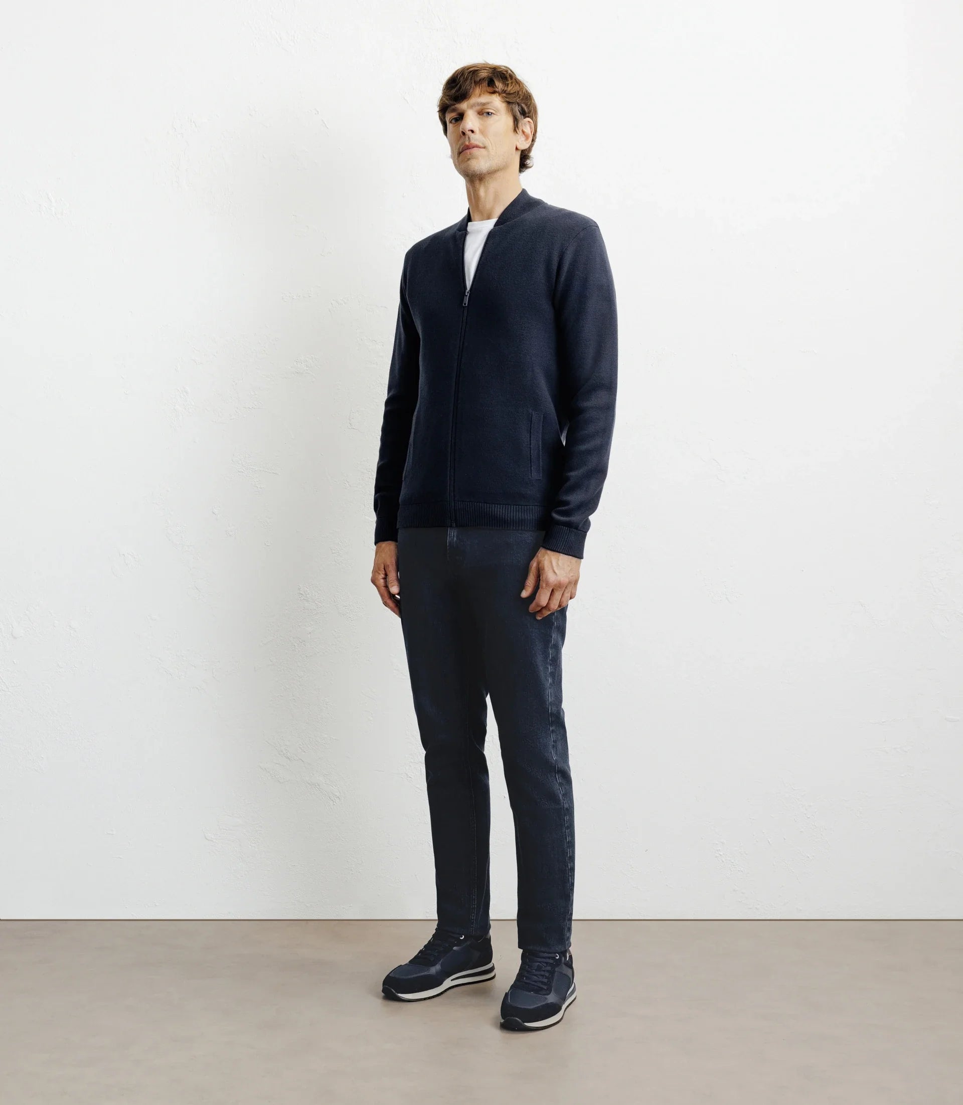 Cardigan zippé col teddy marine - IZAC