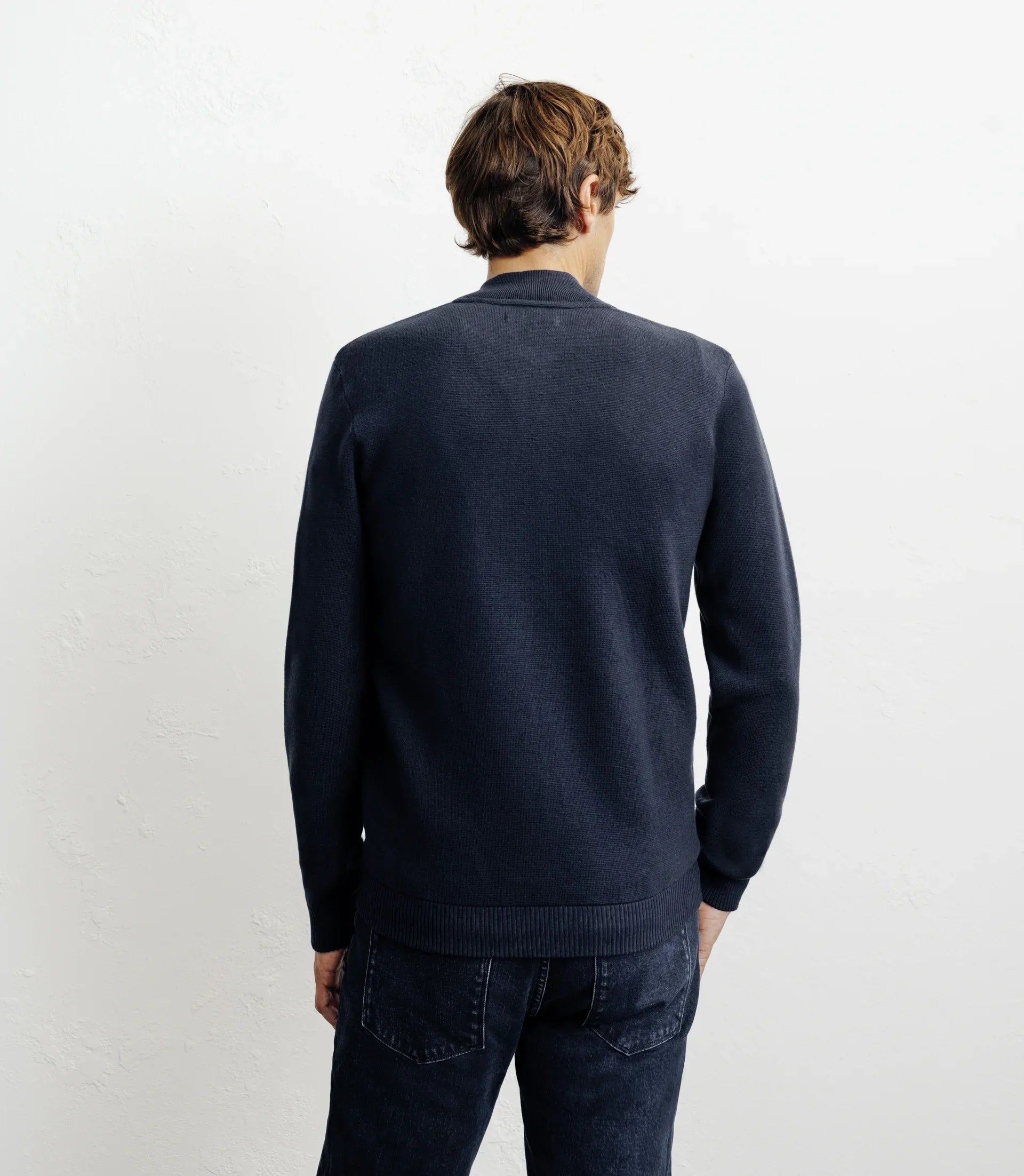 Cardigan zippé col teddy marine - IZAC