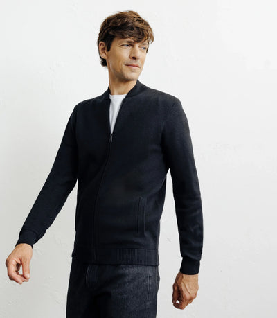 Cardigan zippé col teddy noir - IZAC