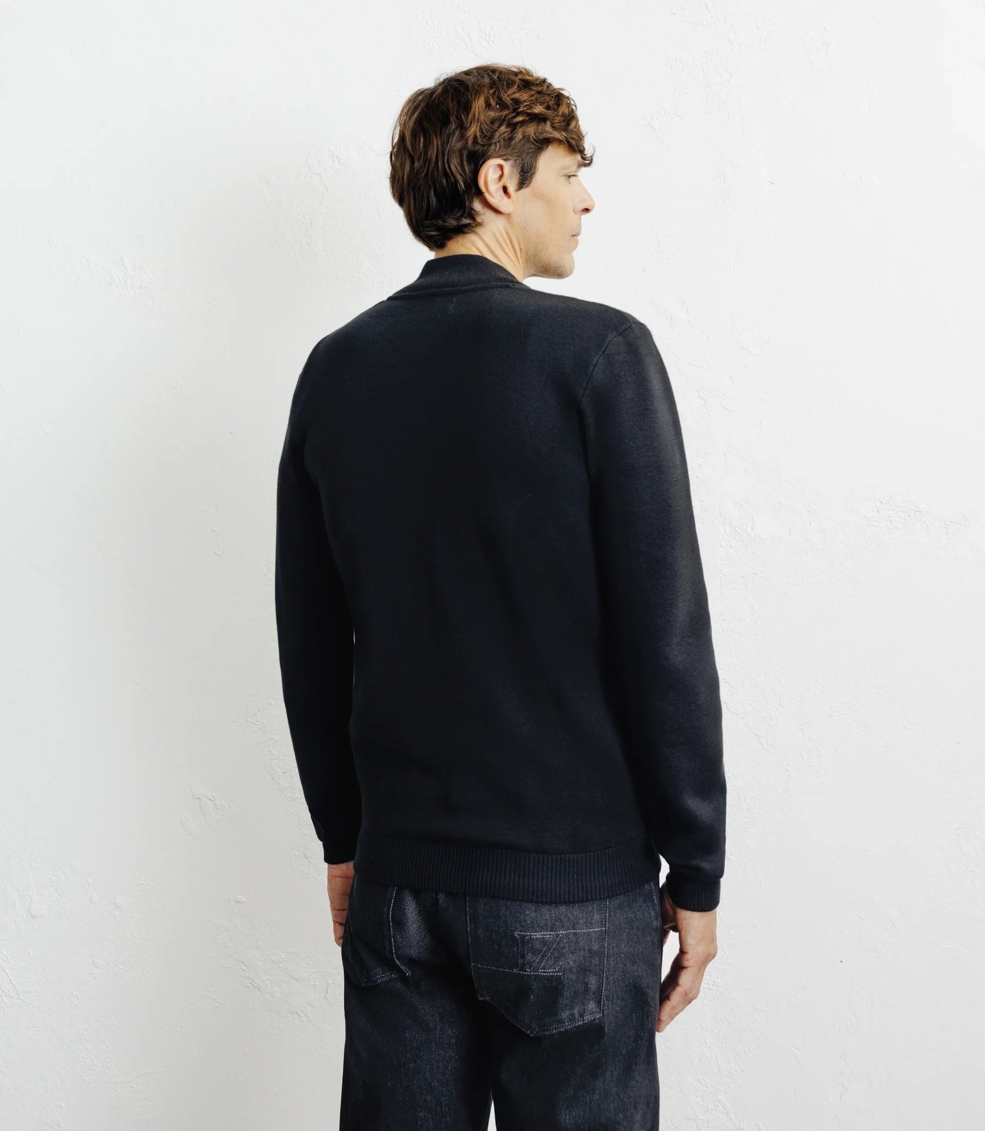 Cardigan zippé col teddy noir - IZAC