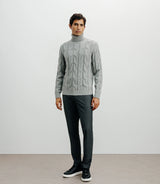 Pull col roulé torsadé gris chiné - IZAC