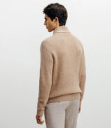 Pull en laine col châle beige - IZAC