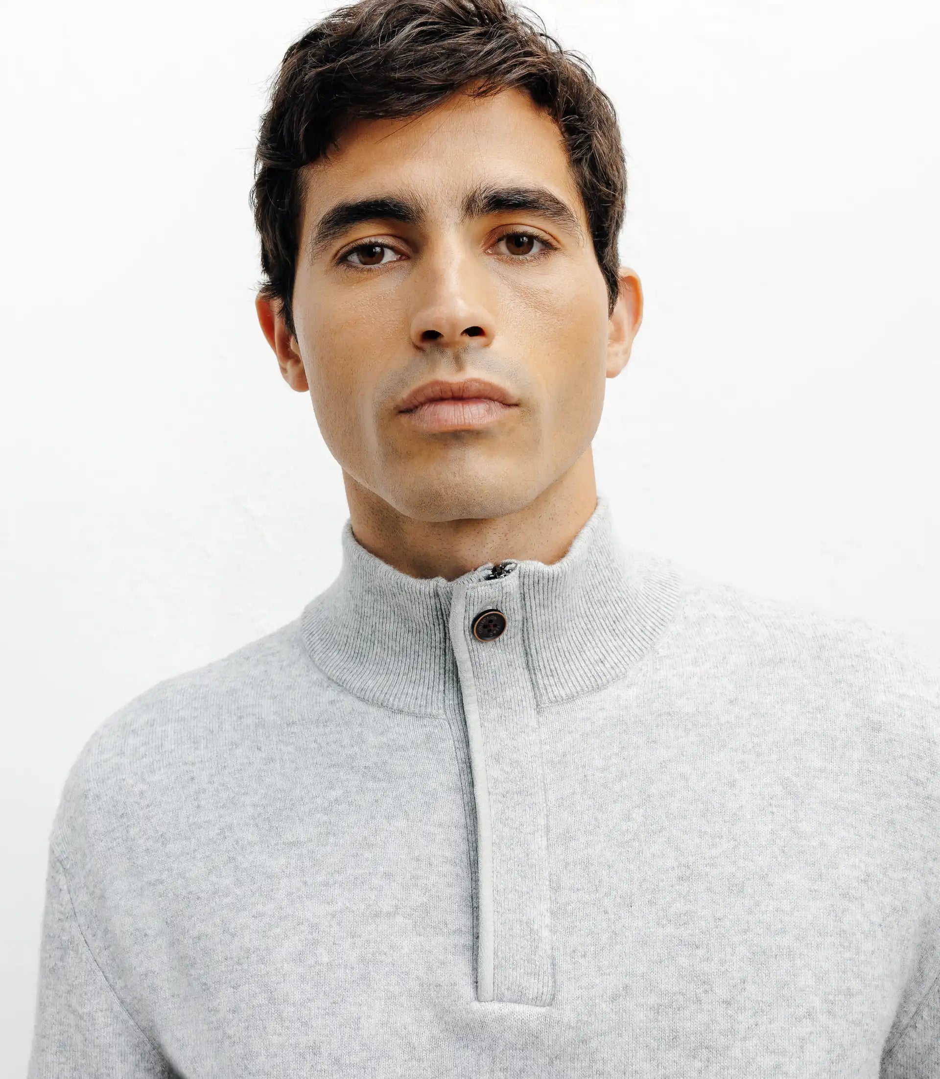 Pull col montant gris chiné - IZAC