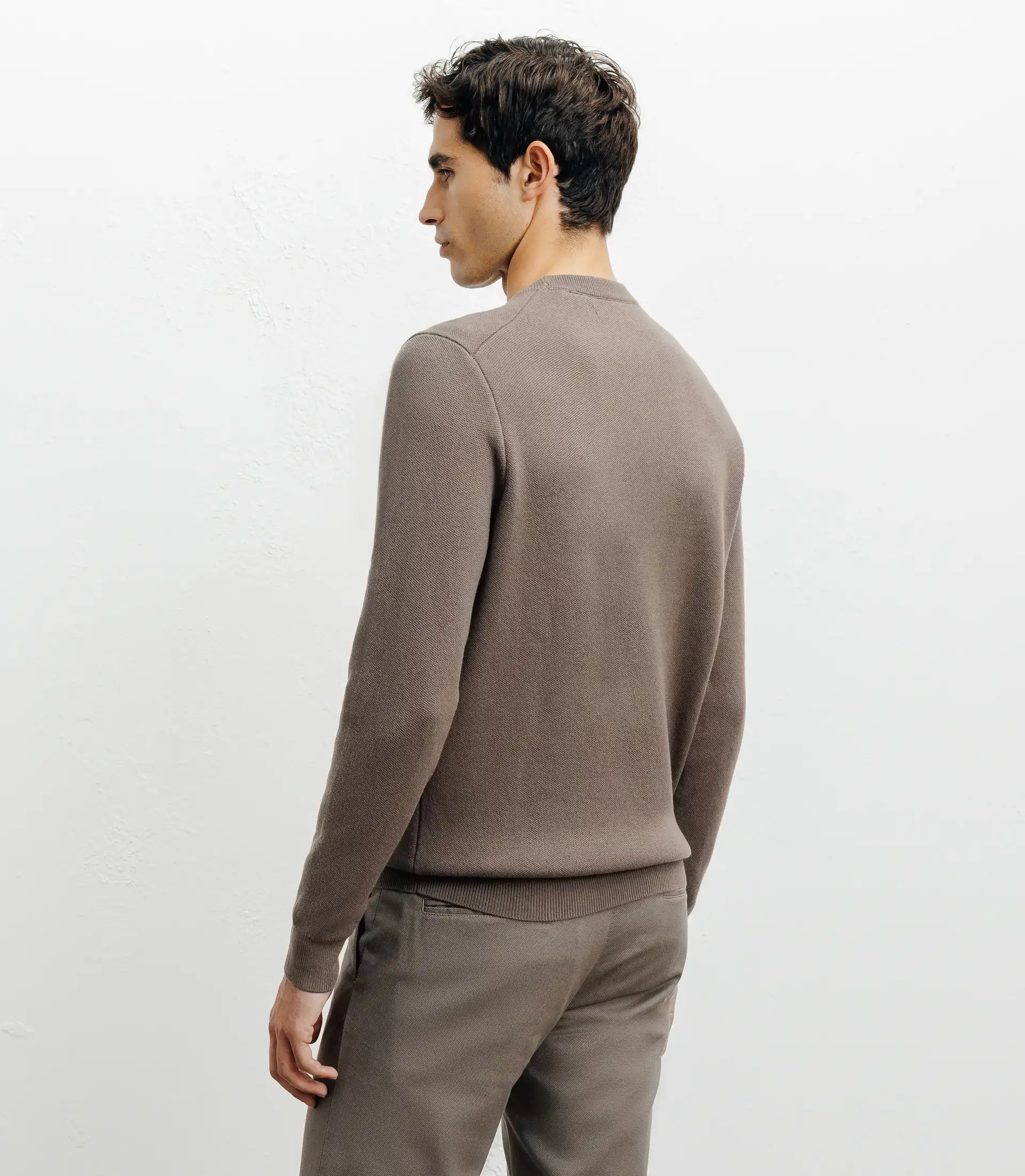 Pull col rond fantaisie chatain - IZAC