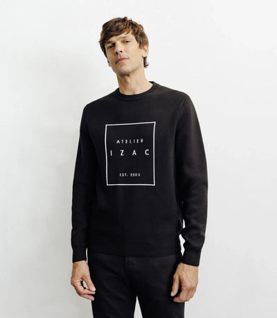 Pull col rond fantaisie noir - IZAC