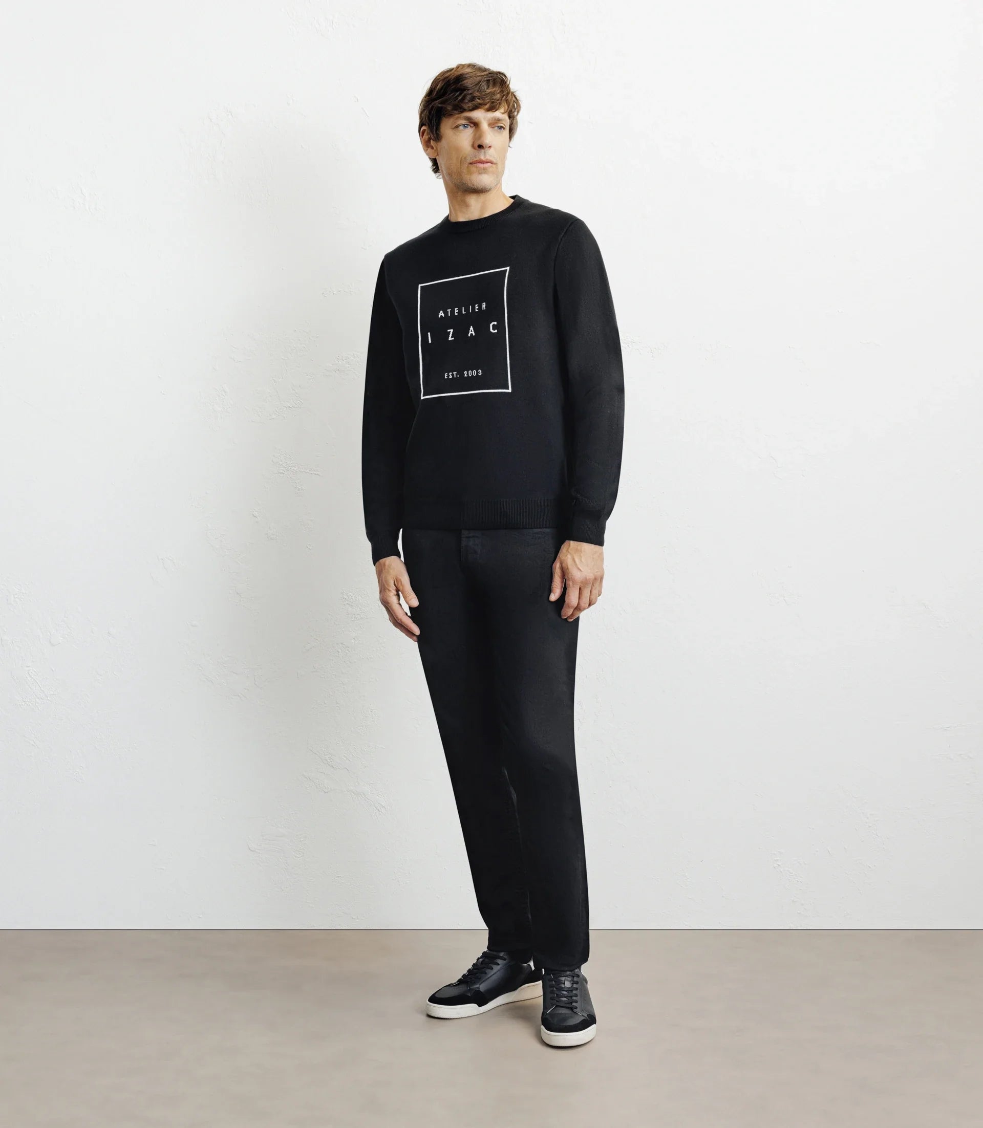 Pull col rond fantaisie noir - IZAC