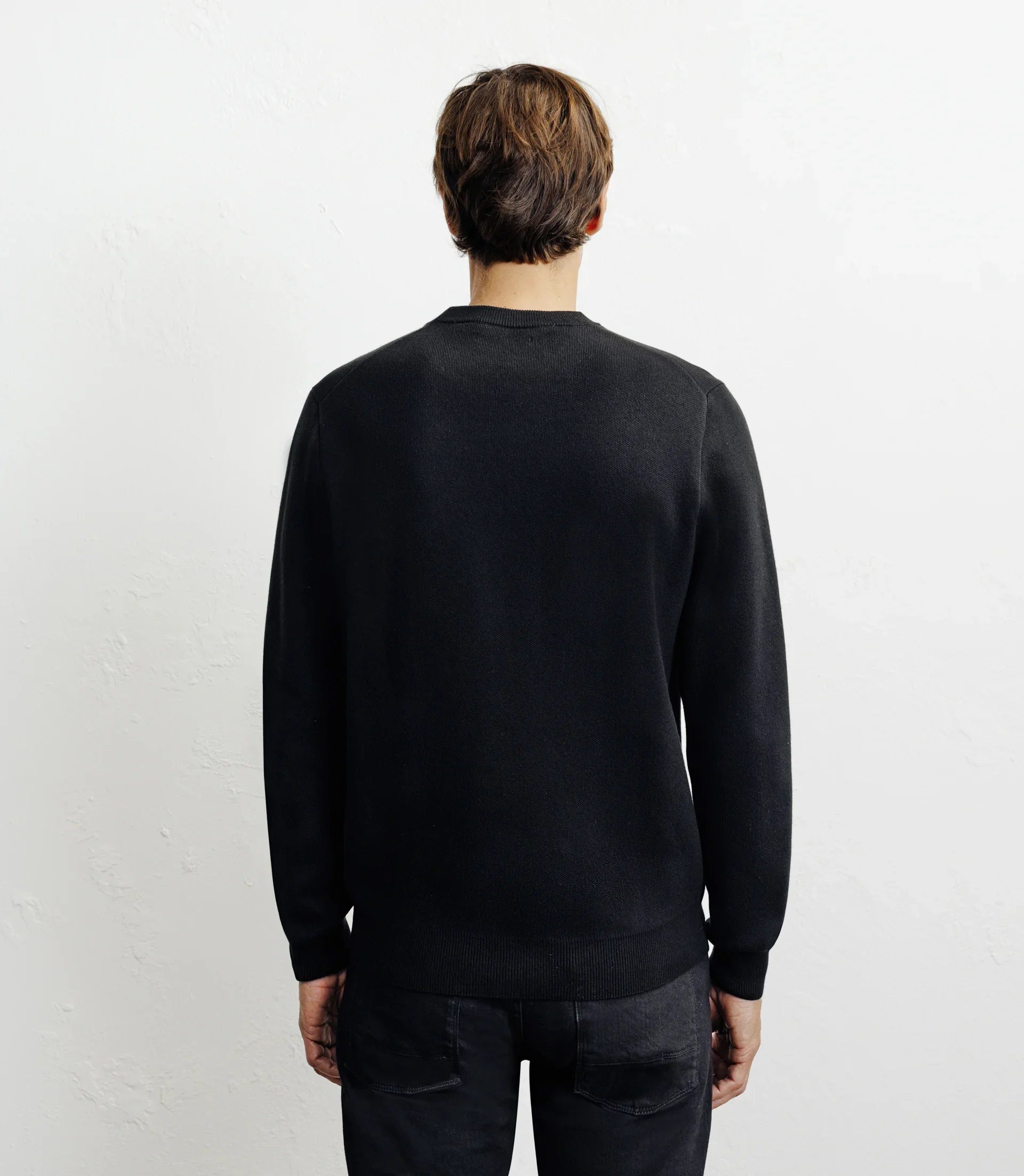 Pull col rond fantaisie noir - IZAC