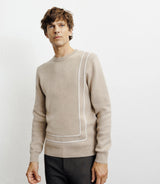 Pull col rond fantaisie beige - IZAC