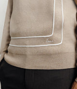 Pull col rond fantaisie beige - IZAC