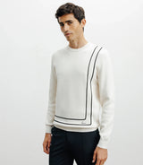 Pull col rond fantaisie ecru - IZAC