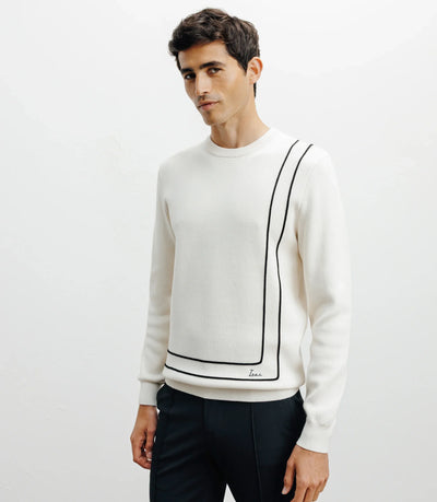 Pull col rond fantaisie ecru - IZAC