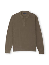 Pull col polo boutonné jeux de points châtain - IZAC