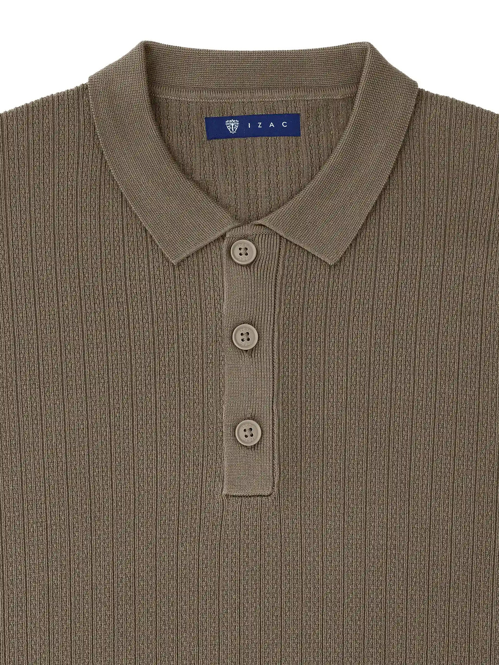 Pull col polo boutonné jeux de points châtain - IZAC