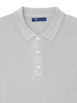 Pull col polo boutonné jeux de points gris chiné - IZAC