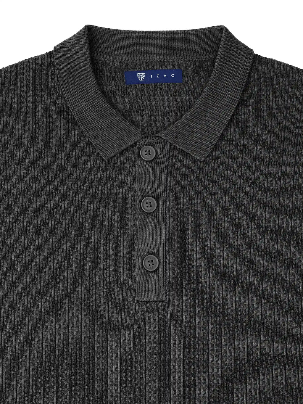 Pull col polo boutonné jeux de points noir - IZAC