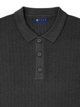 Pull col polo boutonné jeux de points noir - IZAC