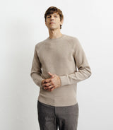 Pull col rond jeux de points beige - IZAC