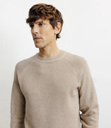 Pull col rond jeux de points beige - IZAC