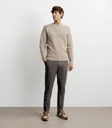 Pull col rond jeux de points beige - IZAC