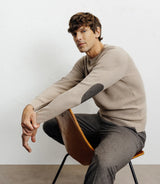 Pull col rond jeux de points beige - IZAC