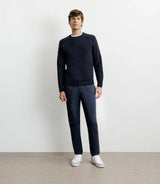 Pull col rond jeux de points marine - IZAC