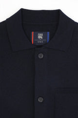 Cardigan surchemise en maille boutonné marine - IZAC