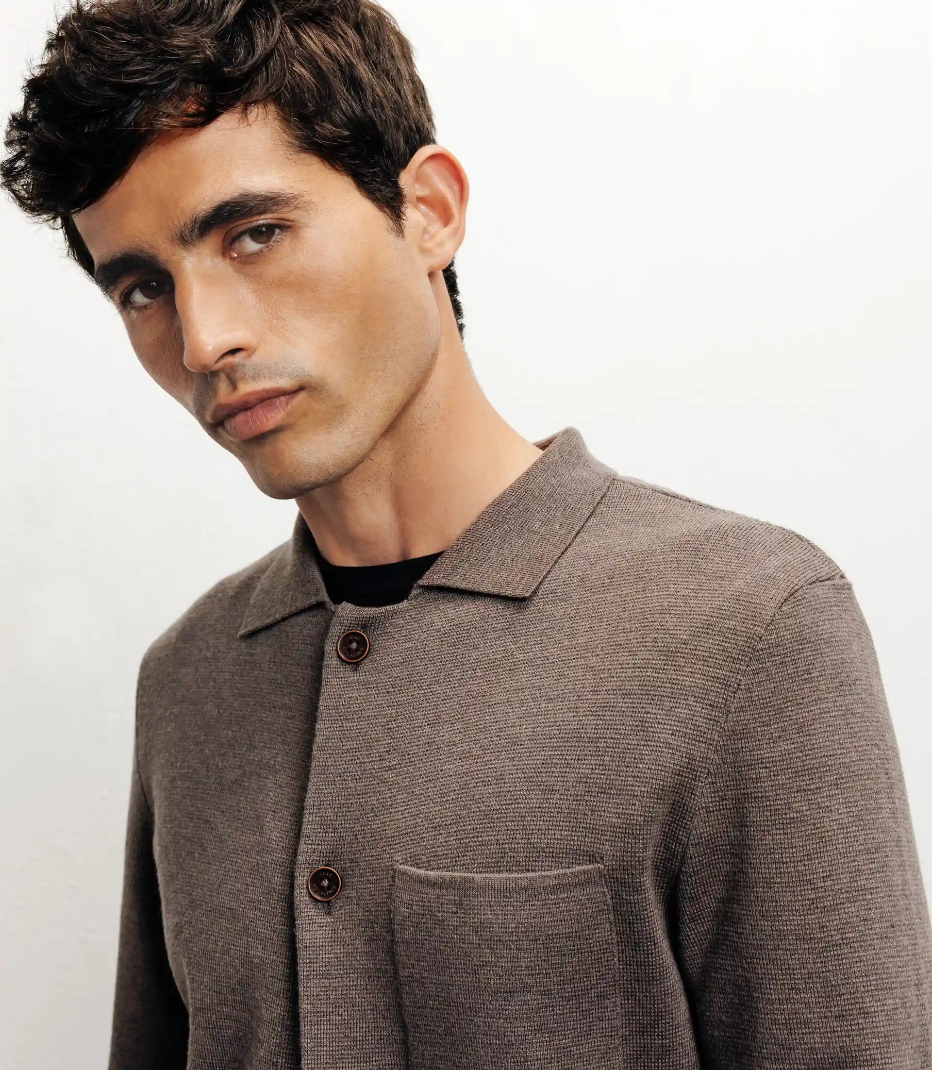 Cardigan surchemise en maille chatain - IZAC