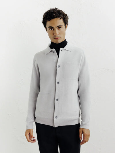Cardigan surchemise en maille gris chine - IZAC