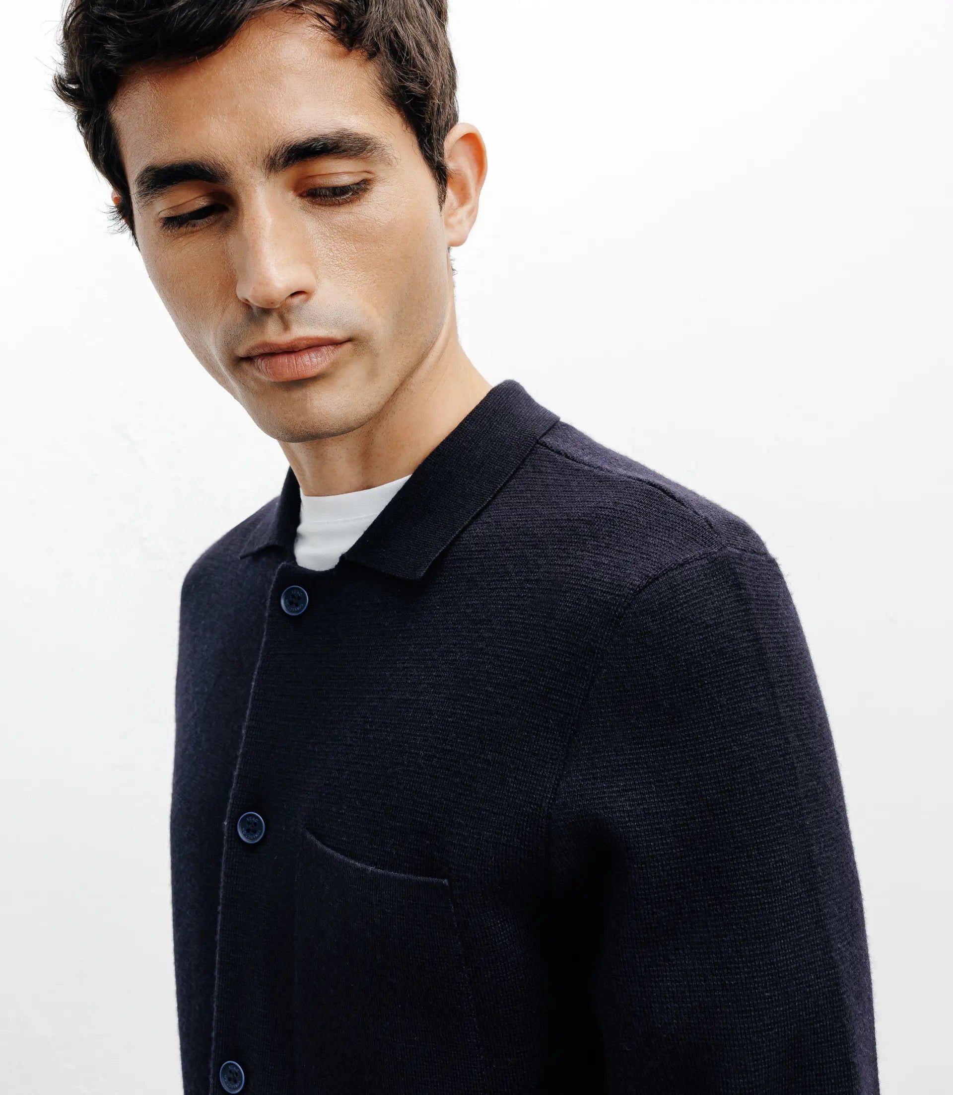 Cardigan surchemise en maille marine - IZAC