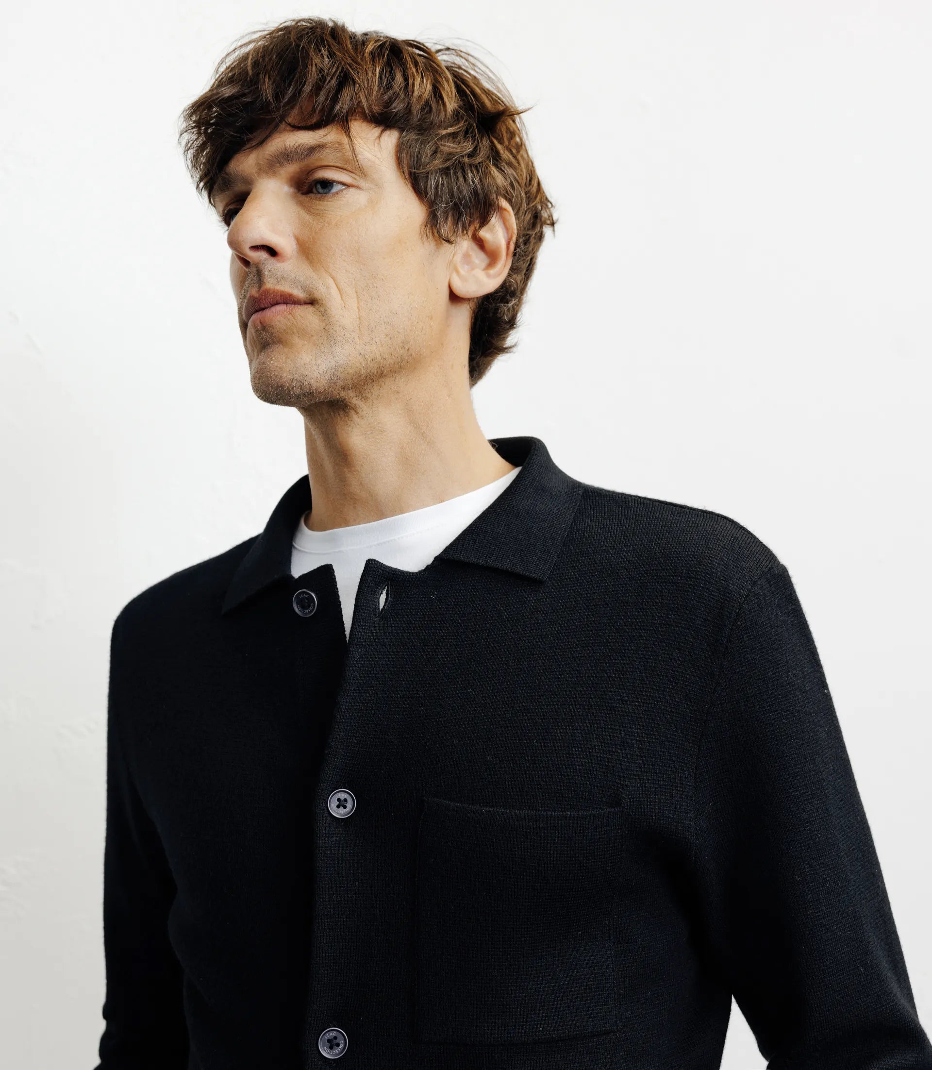 Cardigan surchemise en maille noir - IZAC