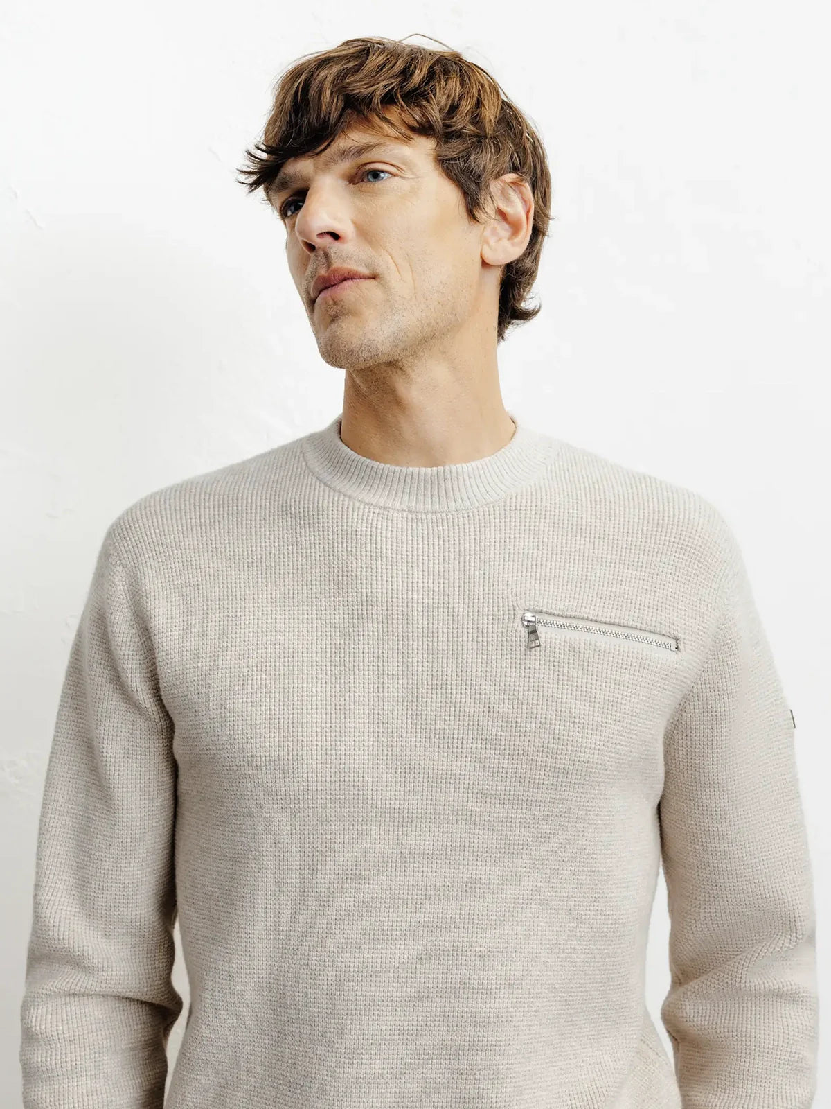 Pull col rond beige - IZAC