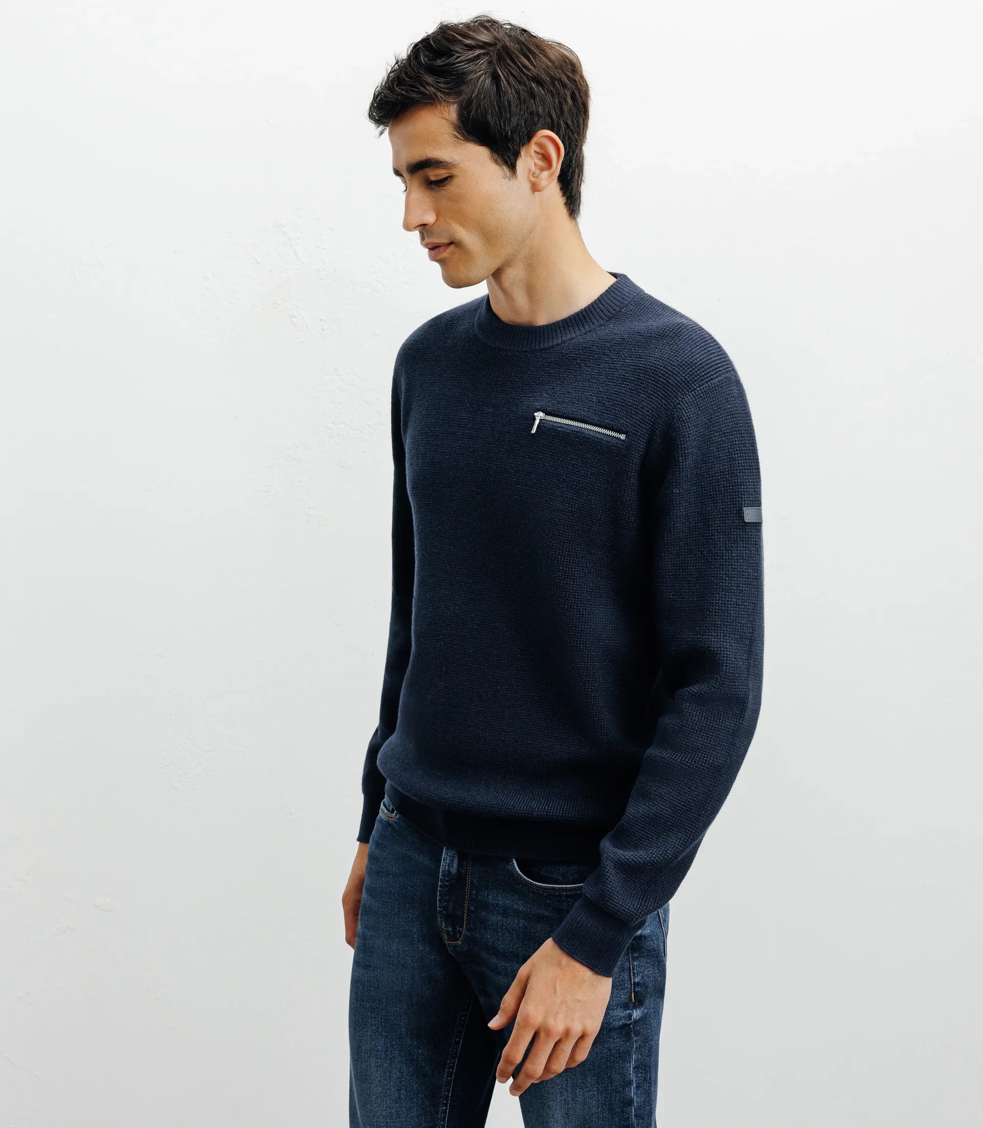 Pull col rond marine - IZAC