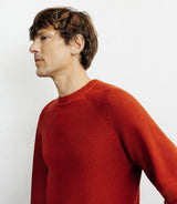 Pull col rond jeux de points rouge clair - IZAC