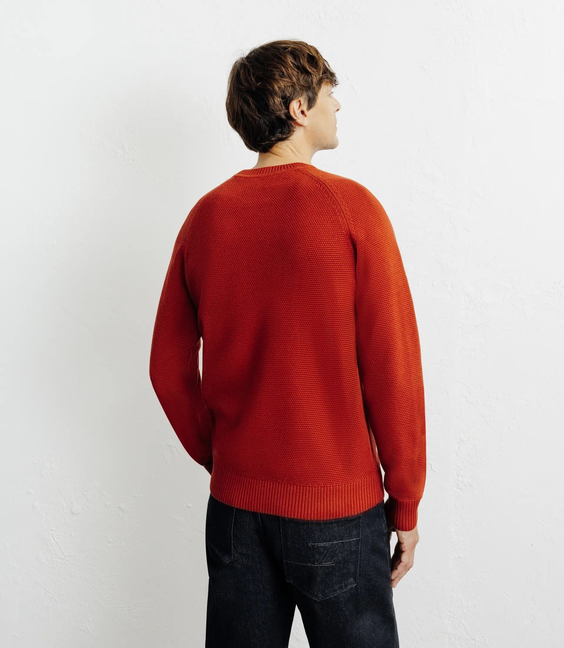 Pull col rond jeux de points rouge clair - IZAC