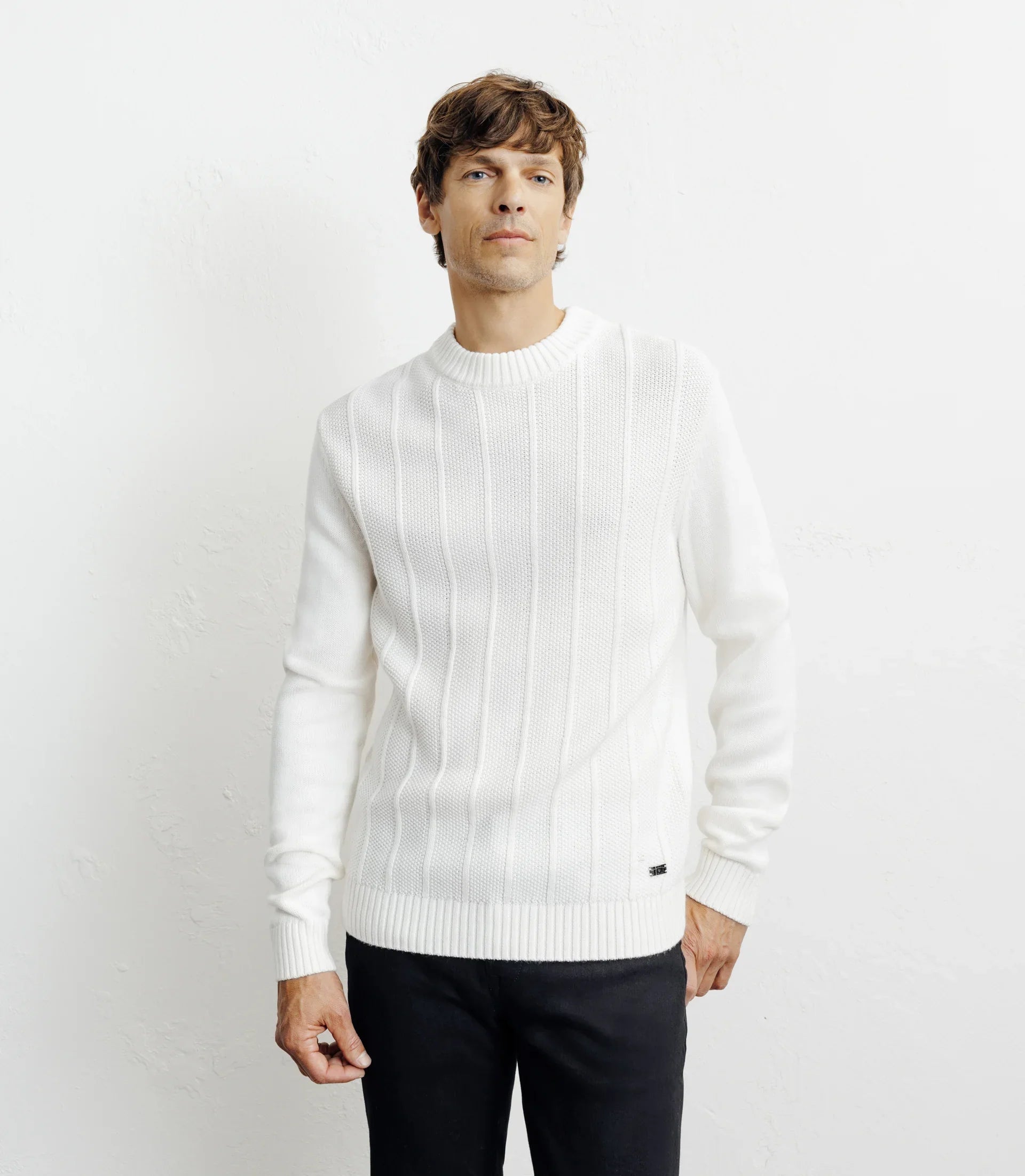 Pull col rond ecru - IZAC