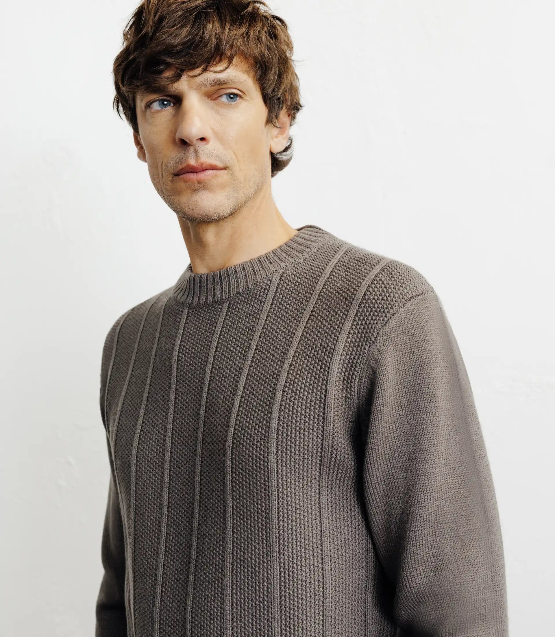 Pull col rond taupe - IZAC